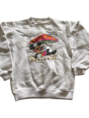 Vintage Mickey Mouse Beach Life Sweatshirt Kids L 14-16 USA Miami Florida